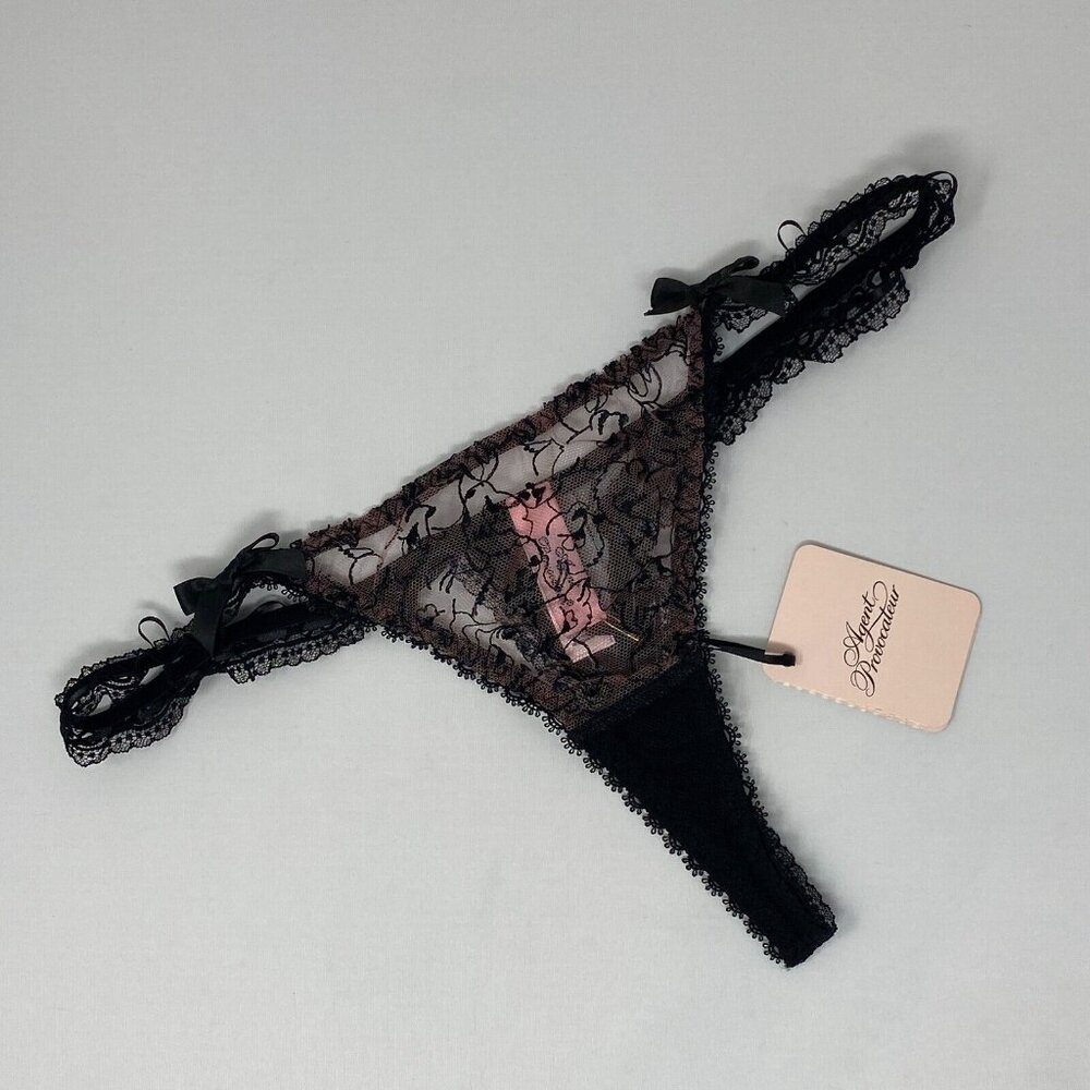 Agent Provocateur Ayda Pink Black Thong NWT - Picture 3 of 8